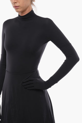 Gloved Turtleneck Dress with Inner Bodysuit