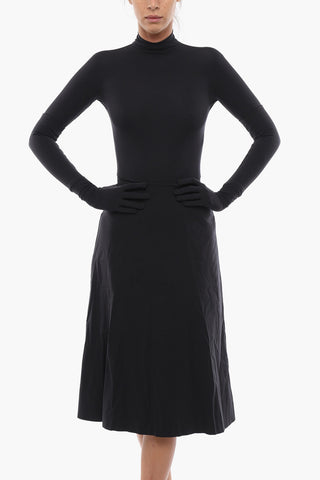 Gloved Turtleneck Dress with Inner Bodysuit