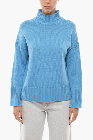 Cashmere Blend Turtleneck Sweater with Dropped Shoulder