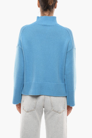Cashmere Blend Turtleneck Sweater with Dropped Shoulder