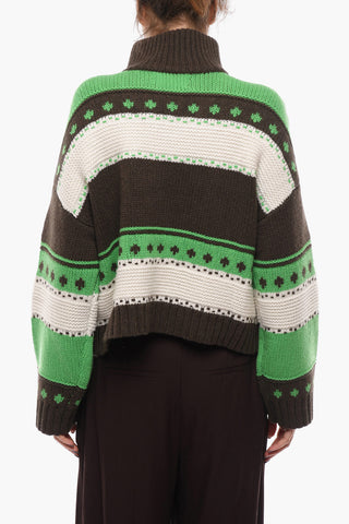 Pullover EKEI in Misto Lana con Motivo Jacquard e Half Zip