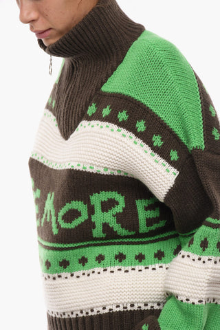 Pullover EKEI in Misto Lana con Motivo Jacquard e Half Zip
