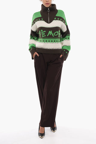 Pullover EKEI in Misto Lana con Motivo Jacquard e Half Zip