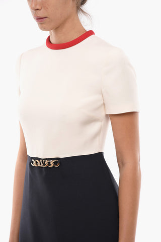 Short Sleeved Bodycon Dress With Chain Deatil