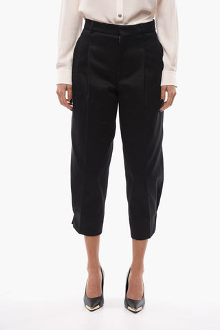 Single-pleated Pants with Snap Buttons and Belt Loops