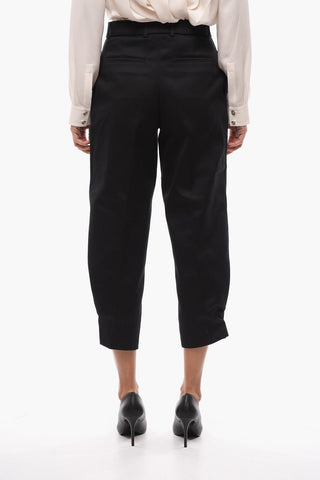 Single-pleated Pants with Snap Buttons and Belt Loops