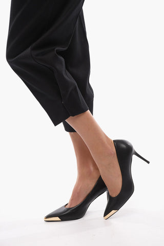 Single-pleated Pants with Snap Buttons and Belt Loops