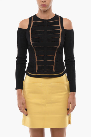 Top Cold-shoulder con Dettagli in Mesh