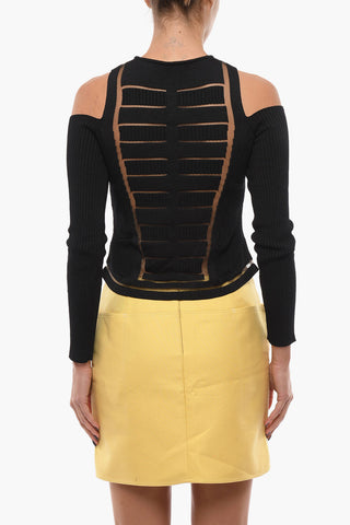Top Cold-shoulder con Dettagli in Mesh