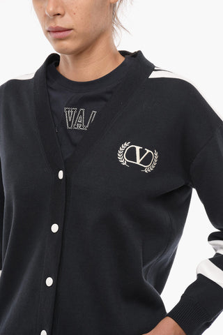 Lightweight Cotton Cardigan with Embroidered Logo