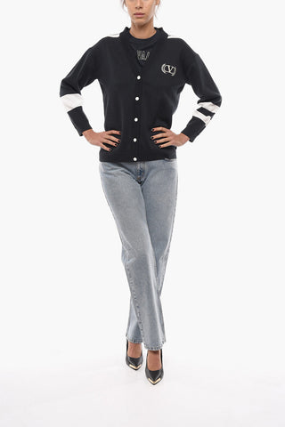 Lightweight Cotton Cardigan with Embroidered Logo
