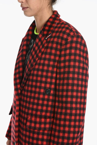 Cappotto Doppiopetto con Motivo Gingham
