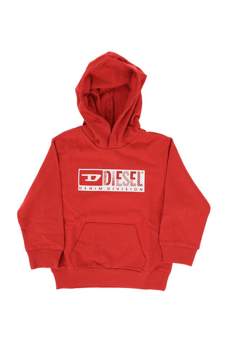 RED TAG Felpa Hoodie SMUL OVER in Tinta Unita con Logo Stampato