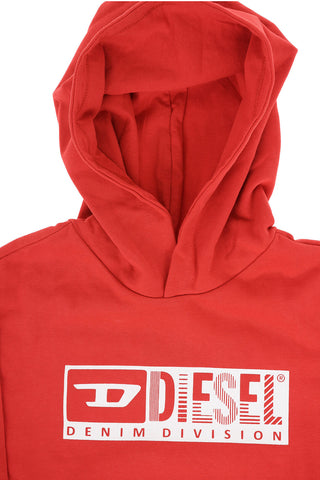 RED TAG Felpa Hoodie SMUL OVER in Tinta Unita con Logo Stampato