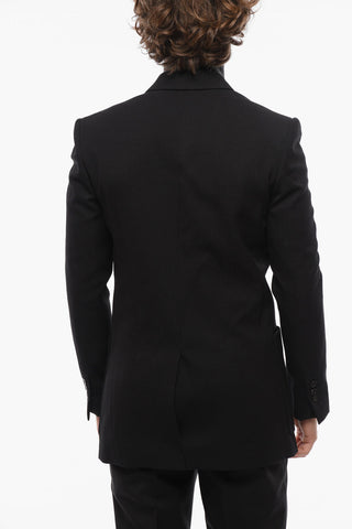 Wool Double-breasted Blazer with Peak Lapel