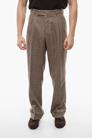 Pantaloni a 1 Pince in Mohair con Motivo District Check