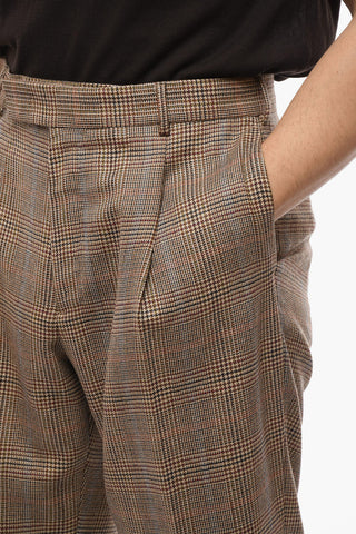 Pantaloni a 1 Pince in Mohair con Motivo District Check