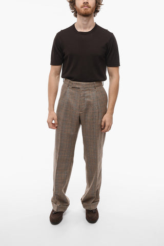 Pantaloni a 1 Pince in Mohair con Motivo District Check