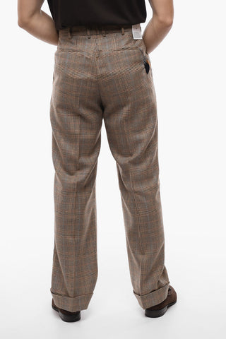 Pantaloni a 1 Pince in Mohair con Motivo District Check