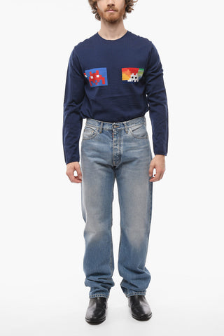 MM4 Jeans Regular Fit in Cotone con Lavaggio Medio 21cm