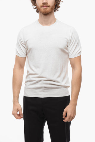 CC COLLECTION Crew Neck Short-sleeved Cotton Sweater