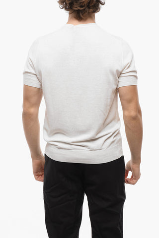 CC COLLECTION Crew Neck Short-sleeved Cotton Sweater