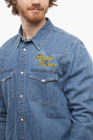 Denim Saharan Shirt with Embroidered Logo
