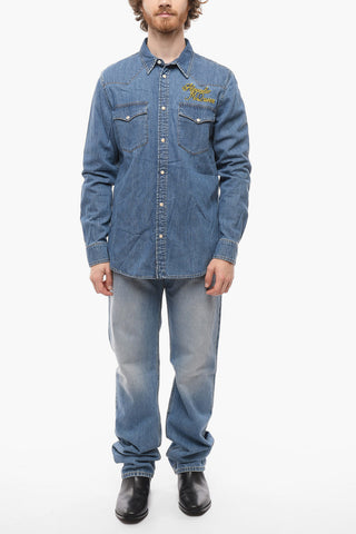 Denim Saharan Shirt with Embroidered Logo