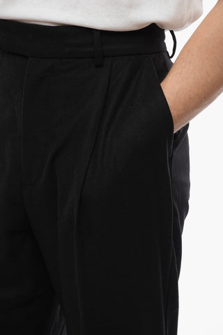 Overlock Hem Single-pleated Pants