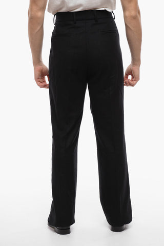 Overlock Hem Single-pleated Pants