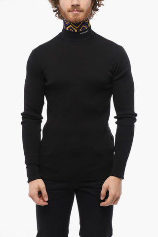 Embroiedered Turtle-Neck Cotton Pullover