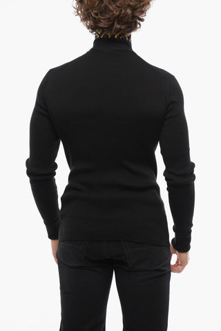 Embroiedered Turtle-Neck Cotton Pullover