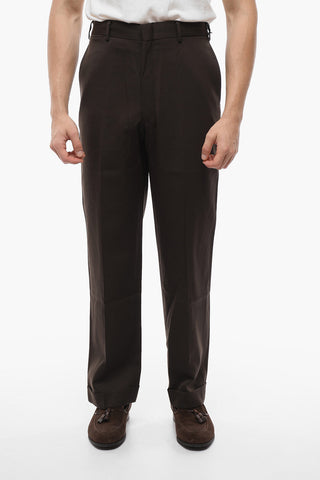 Pantaloni in Lana Ad Orlo con Risvolto