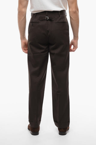 Pantaloni in Lana Ad Orlo con Risvolto