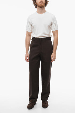 Pantaloni in Lana Ad Orlo con Risvolto