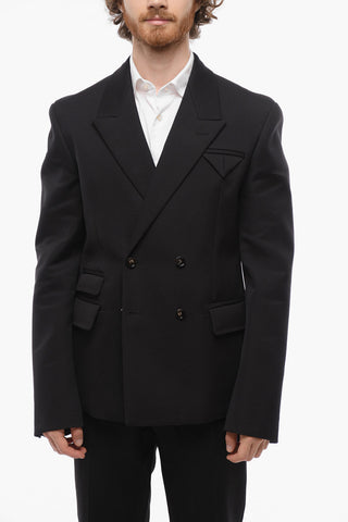 Double-breasted Wool Blazer with Peak Lapel