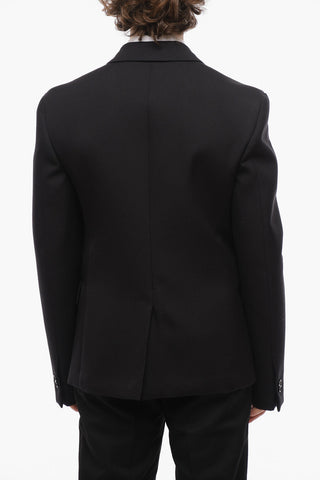 Double-breasted Wool Blazer with Peak Lapel