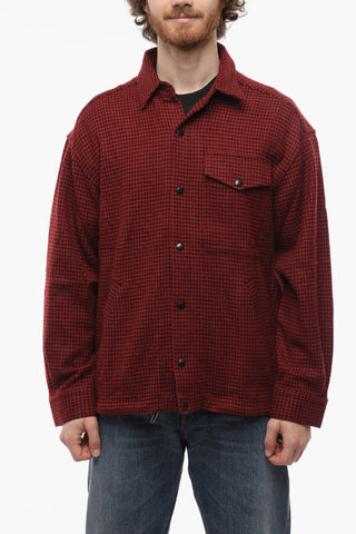 3 Pockets Pied de Poule Wool Blend MARTINE PIED Shirt with Drawstring
