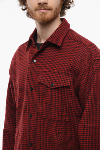 3 Pockets Pied de Poule Wool Blend MARTINE PIED Shirt with Drawstring