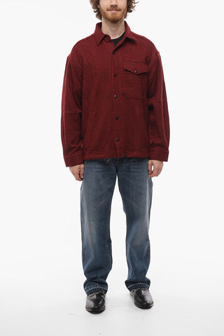 3 Pockets Pied de Poule Wool Blend MARTINE PIED Shirt with Drawstring