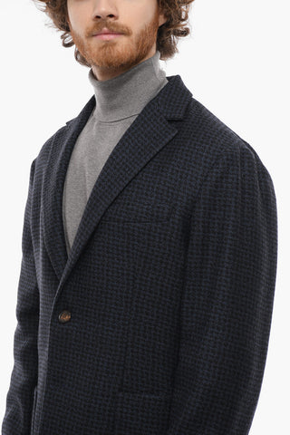 Blazer Semifoderato in Misto Mohair con Motivo Pied de Poule