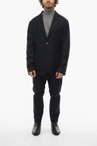Blazer Semifoderato in Misto Mohair con Motivo Pied de Poule