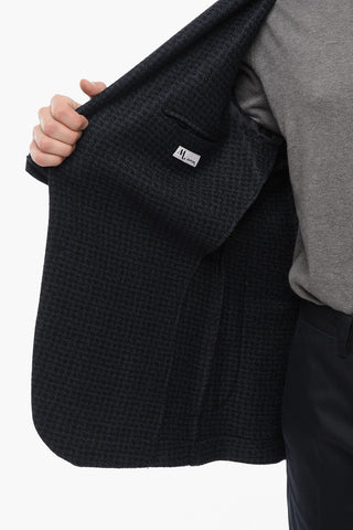 Blazer Semifoderato in Misto Mohair con Motivo Pied de Poule