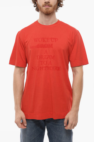 Cotton STREAK Crew-Neck T-shirt with Maxi Front Print