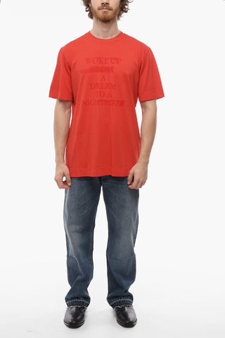 Cotton STREAK Crew-Neck T-shirt with Maxi Front Print