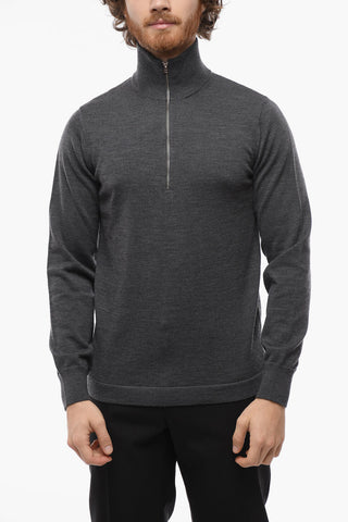 Maglia a Mezza Zip In Misto Lana