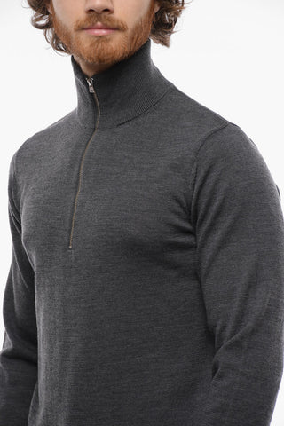 Maglia a Mezza Zip In Misto Lana