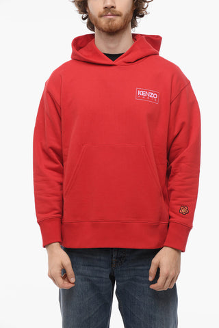 Brushed Cotton Hoodie with Printed Logo