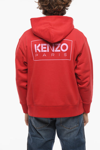 Brushed Cotton Hoodie with Printed Logo