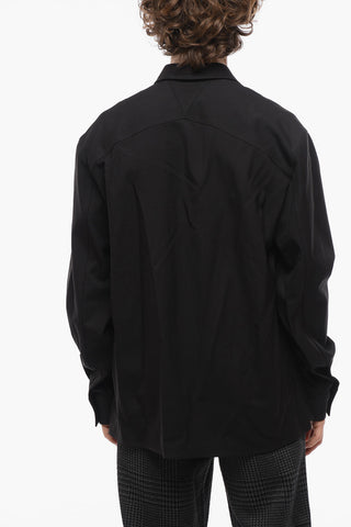 Hidden Buttoning Wool Shirt with Breast-pocket